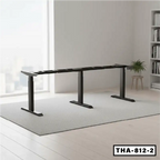 Height adjustable black metal conference table frame in modern office setting