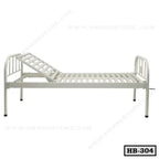 Adjustable white hospital bed steel frame with raised headrest, model HB-304