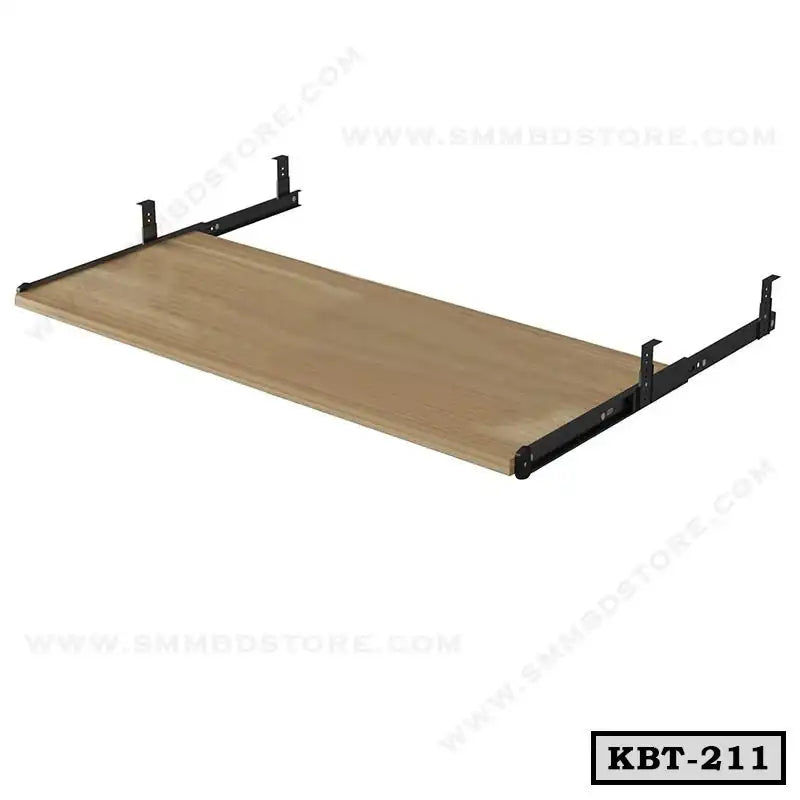 Wooden keyboard tray with metal brackets for office desk, model KBT-211