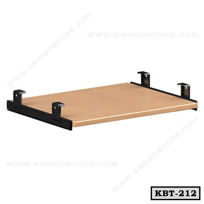 Wooden under desk keyboard tray with black metal brackets for office furniture Main image