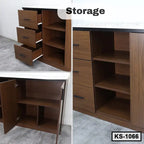 Wooden kitchen storage cabinet with shelves, drawers, and cupboard, model KS-1066