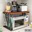 Kitchen shelf organizer with microwave, coffee maker, air fryer, knife block and utensils