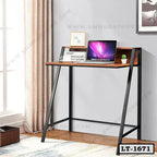 Modern laptop table with wooden top and metal frame for home office workspace