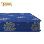 Blue floral-patterned mattress with quilted top for bedroom comfort and support