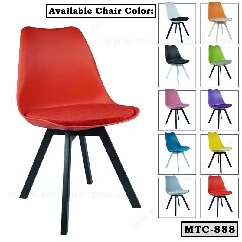 Modern tulip chair with metal legs in multiple colors, model MTC-888, for home or office