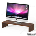 Wooden monitor stand for desk with computer display, modern office furniture accessory