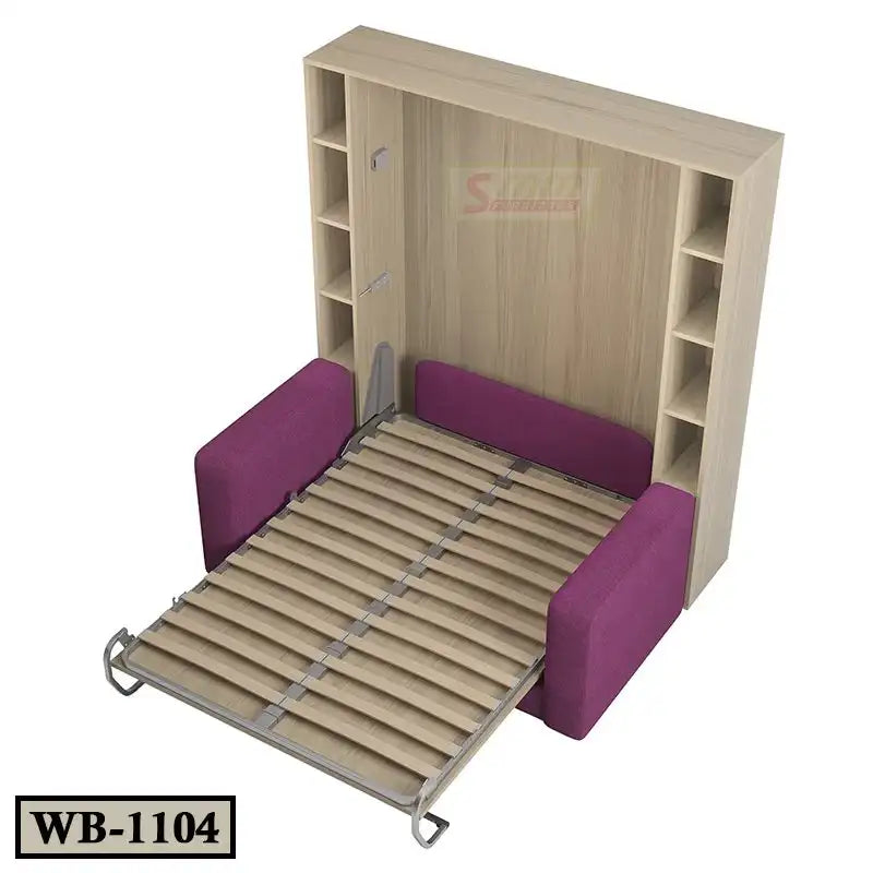 Home Bedroom Murphy Wall Bed with Shelves and Sofa WB1104 Secondary image