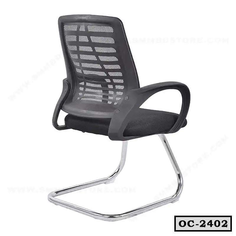 Modern black mesh office chair with armrests and chrome cantilever base, model OC-2402