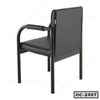 Black metal frame office chair with cushioned seat and backrest, modern design