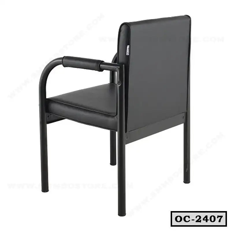 Black metal frame office chair with cushioned seat and backrest, modern design