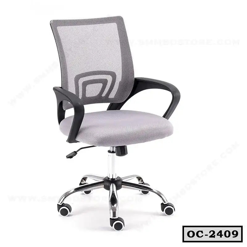 Ergonomic office chair with mesh back, padded seat, armrests, and caster wheels OC-2409