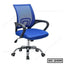 Blue ergonomic mesh office chair with armrests and wheels, adjustable height design