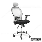 Ergonomic office chair with mesh back, headrest, adjustable armrests, and chrome base OC-2430