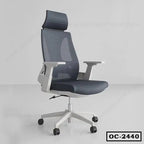 Modern ergonomic office chair with mesh back, adjustable headrest and armrests, OC-2440 model
