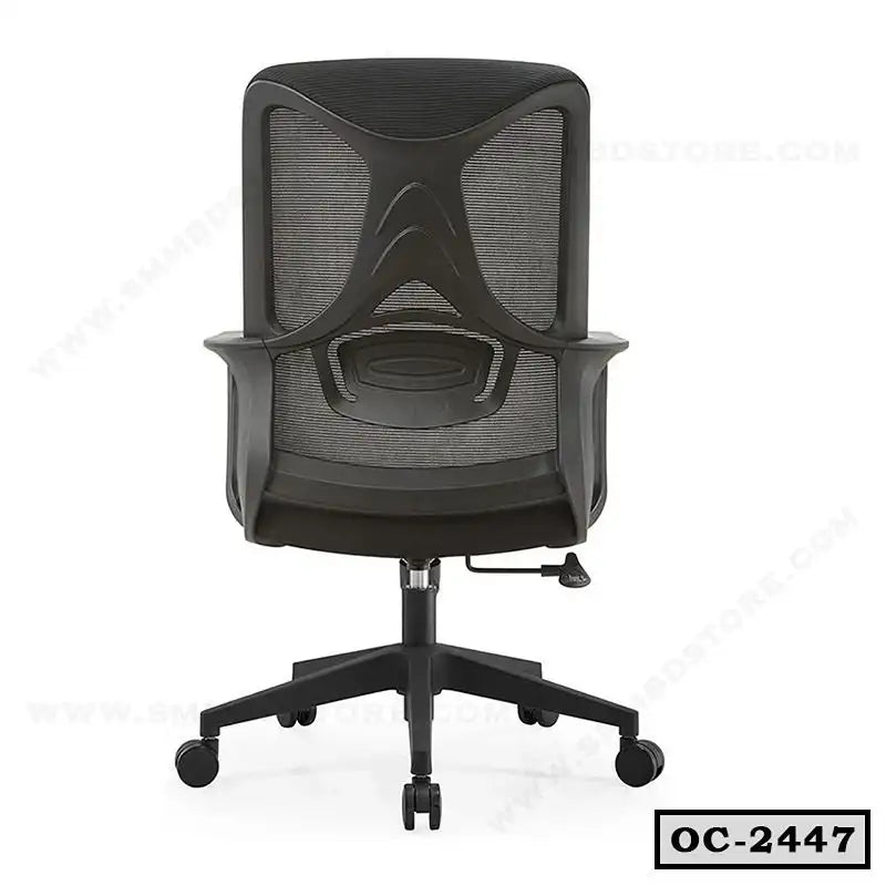Ergonomic black mesh office chair with adjustable height and armrests, model OC-2447