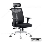 Ergonomic black mesh office chair with adjustable headrest, armrests, and chrome base