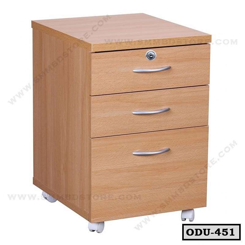 Wooden office drawer unit with three drawers and wheels, model ODU-451