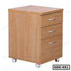 Wooden office drawer unit with three drawers and wheels, modern filing cabinet