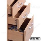 Wooden office drawer unit with four open drawers and silver handles, model ODU-451