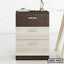 Modern two-tone office drawer unit with three drawers, lockable top, and metal handles