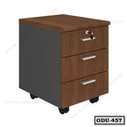 Three-drawer wooden office mobile pedestal cabinet with lock and wheels