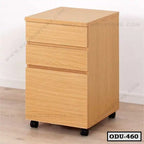 Wooden office drawer unit with three drawers and wheels for office storage