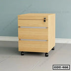 Light wood office drawer unit with lock and three drawers on wheels, modern design