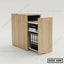 Modern wooden office drawer unit with open shelving and storage for files and books