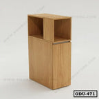 Modern wooden office drawer unit with open shelves and storage, light wood finish