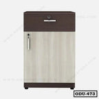 Modern office drawer unit with lockable drawer and cabinet, two-tone wood finish