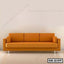 Modern orange office sofa with metal legs against a plain wall, ideal for workspace seating