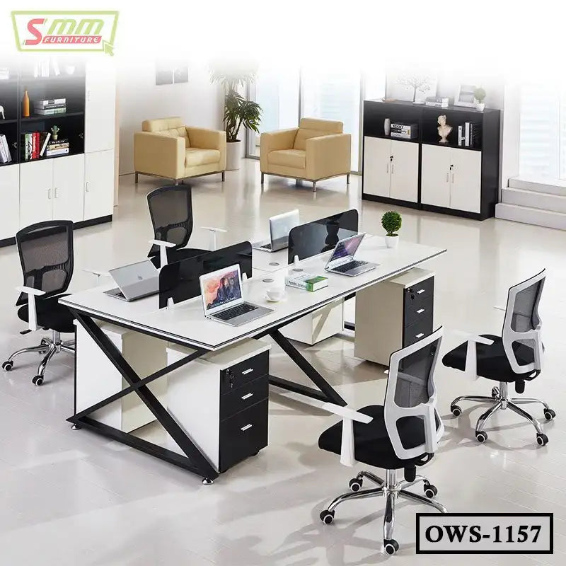 2-4-6 People Simple Design Office Workstation Table with Partitions | OWS-1157 Secondary image