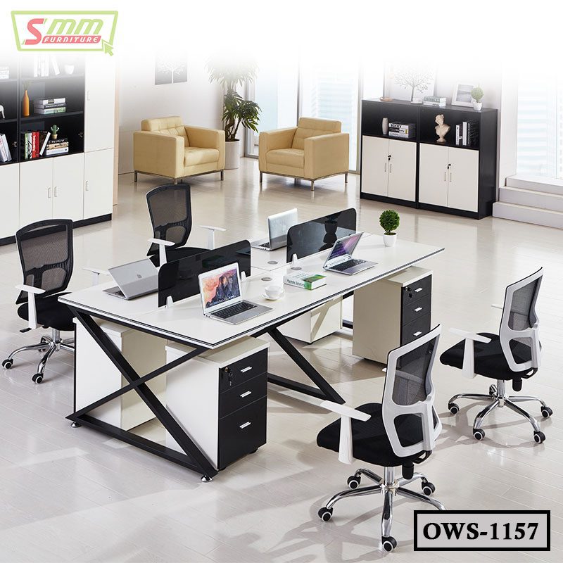 2-4-6 People Simple Design Office Workstation Table with Partitions | OWS-1157
