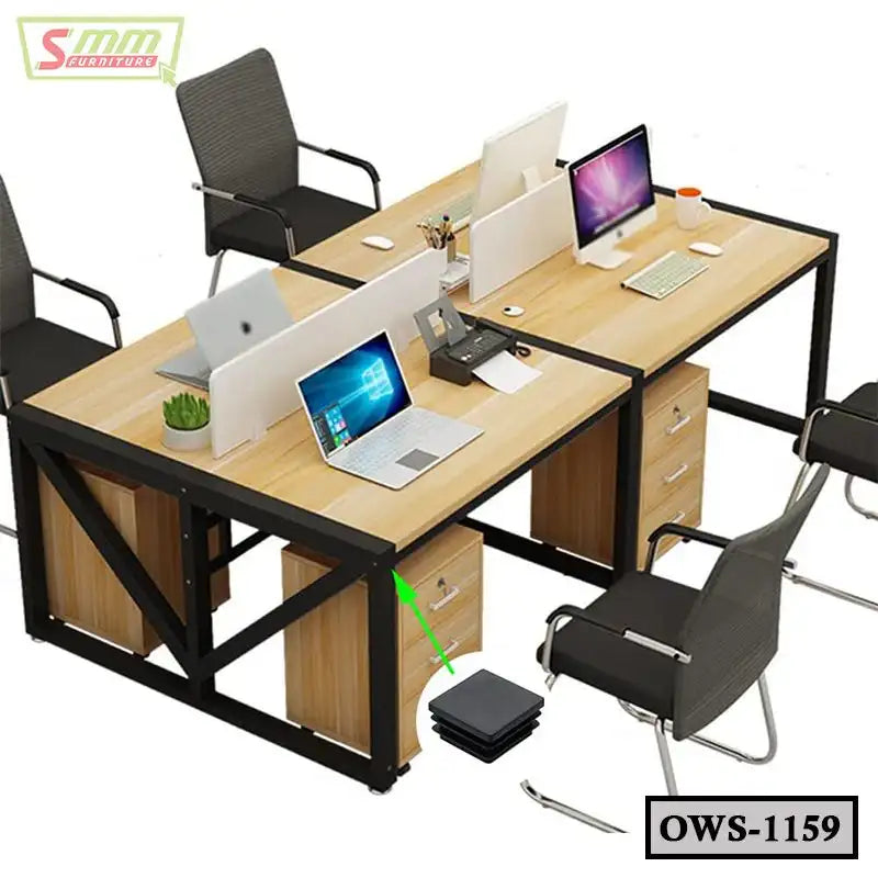 2-4-6 Seater Modern Office Workstation Staff Table With Partition | OWS-1159 Secondary image