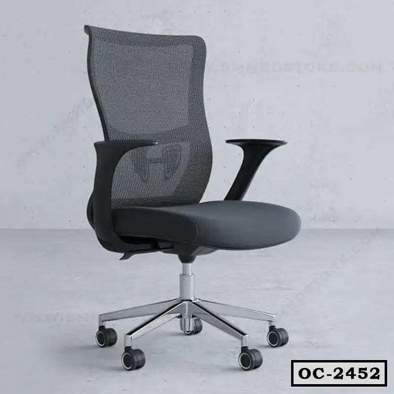Ergonomic office chair with mesh back, cushioned seat, armrests, and metal base on casters Main image