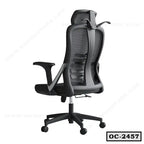 Ergonomic black mesh office chair with adjustable armrests and headrest, model OC-2457