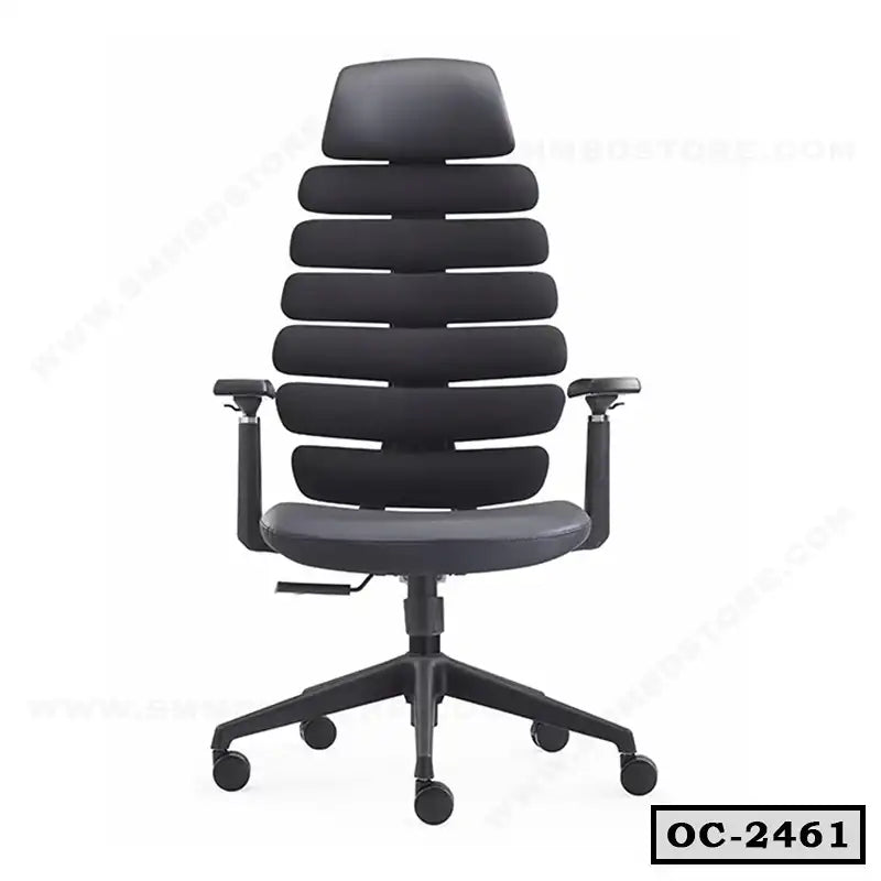 Ergonomic black office chair with adjustable armrests and headrest, model OC-2461
