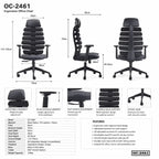 Ergonomic black office chair OC-2461 with adjustable headrest, armrests, mesh back, and swivel base