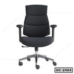 Ergonomic black office chair with adjustable armrests and swivel wheels, model OC-2464