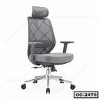 Ergonomic mesh office chair with headrest, armrests, and adjustable height on wheels
