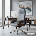 Modern ergonomic office chair with armrests and high back in a stylish workspace