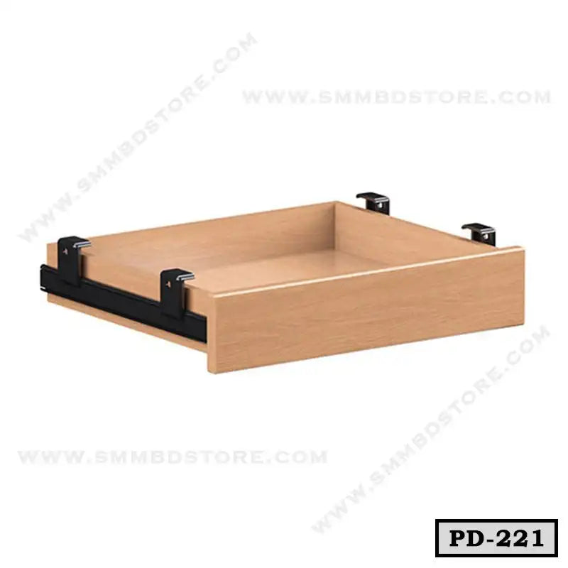 Portable wooden office drawer with black metal brackets, ideal for desks and storage Main image