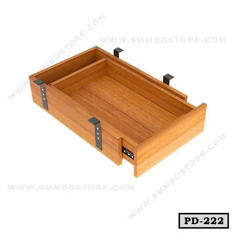 Portable wooden drawer organizer with black metal brackets, ideal for desk or office use Main image