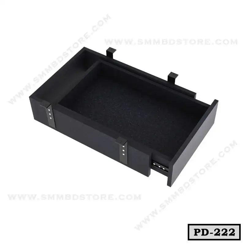 Black portable under desk drawer organizer with mounting brackets, model PD-222