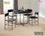 Modern 4-seater dining table set with black square table and matching metal chairs in a bright room