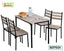 Modern 4-piece dining table set with light wood table and chairs, minimalist breakfast setup