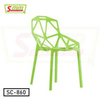 Modern green spider chair with geometric cut-out backrest and four legs