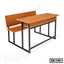 Wooden school bench with attached seat and black metal frame, model SB-1361