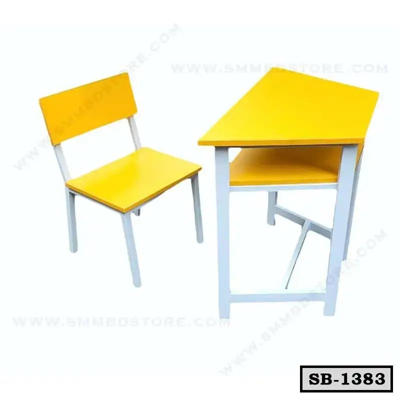 Yellow school desk and chair set with sturdy metal frame, student furniture for classrooms Main image
