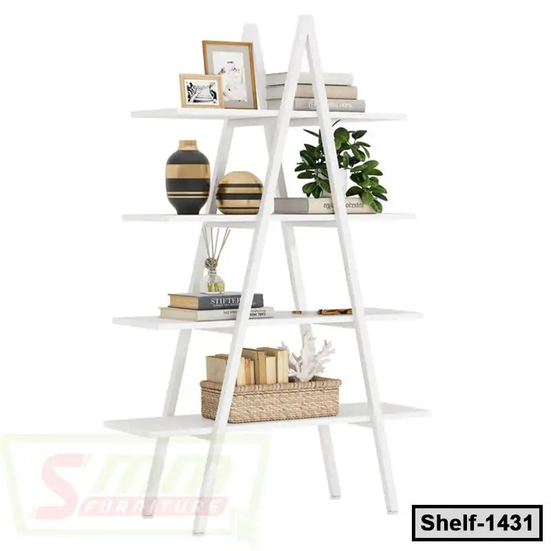 4-Tier A-Shaped Bookcase Industrial Ladder Display Shelf (Shelf-1431) Secondary image